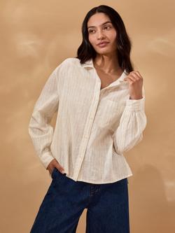 Celtic & Co. Striped Boxy Shirt, Ecru, Ecru