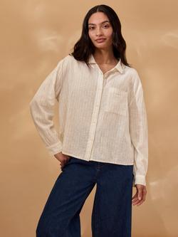 Celtic & Co. Striped Boxy Shirt, Ecru - view 2, Ecru