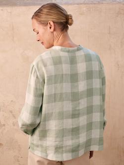 Celtic & Co. Check Pure Linen Swing Blouse, Mineral - view 2, Mineral