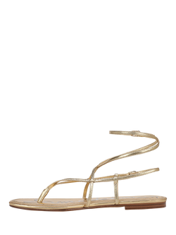 Sam Edelman Clarra Leather Strappy Sandals - view 2, Amber Gold