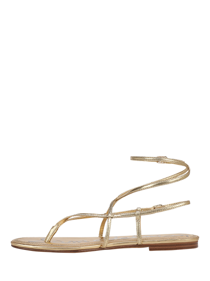 Sam Edelman Clarra Leather Strappy Sandals - view 2, Amber Gold