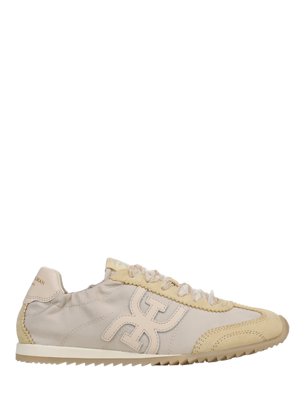Sam Edelman Isella Leather Lace Up Trainers, New Ecru/Wheat Whisp