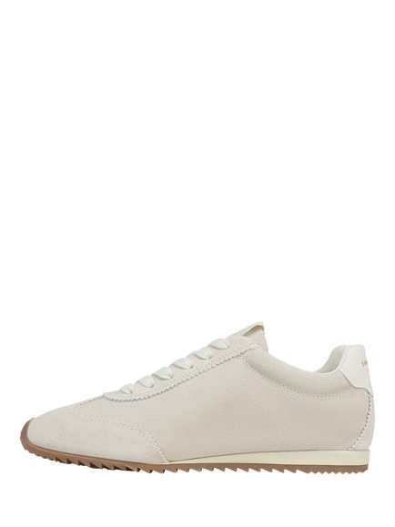Sam Edelman Isella Suede Lace Up Trainers - view 2, Opal Ivory