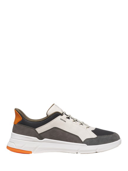 Geox Vittour Plus Lace Up Trainers, Off White/Dark Grey