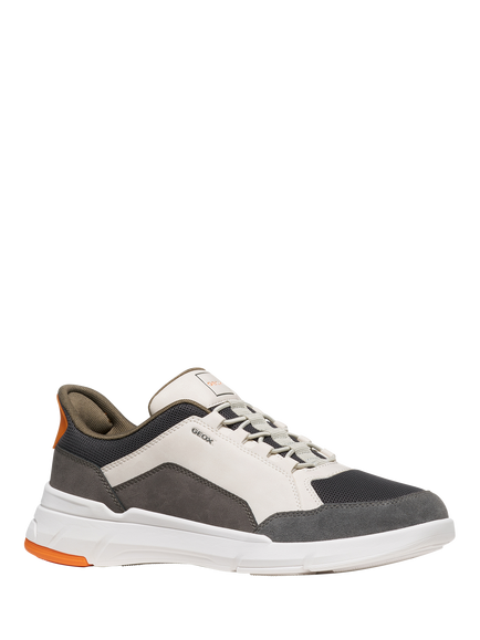 Geox Vittour Plus Lace Up Trainers - view 2, Off White/Dark Grey