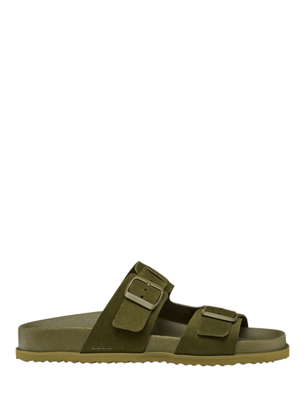Geox Parnaiba Suede Open Toes Sandals, Green