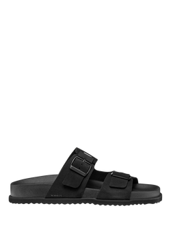 Geox Parnaiba Suede Open Toes Sandals, Black