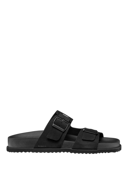 Geox Parnaiba Suede Open Toes Sandals, Black