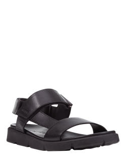 Geox Xand 2S Leather Riptape Sandals, Black - view 2, Black