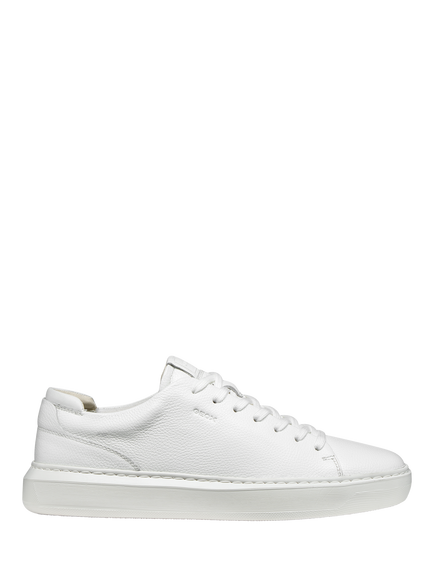 Geox Deiven Low Top Leather Trainers, White, White
