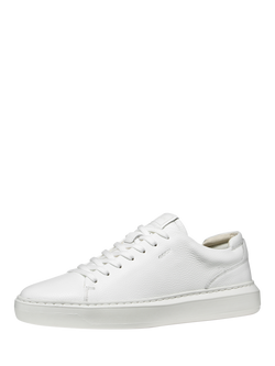 Geox Deiven Low Top Leather Trainers, White - view 2, White