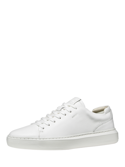 Geox Deiven Low Top Leather Trainers, White - view 2, White