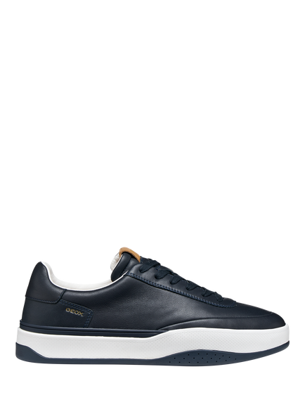 Geox Dynamia Leather Low Top Lace Up Trainers, Navy