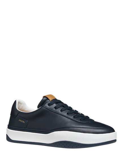 Geox Dynamia Leather Low Top Lace Up Trainers - view 2, Navy