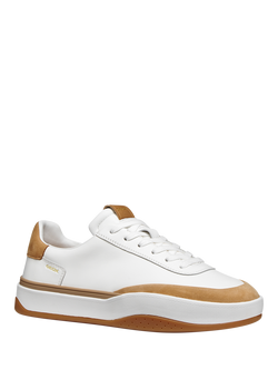 Geox Dynamia Leather Low Top Lace Up Trainers - view 2, White/Natural