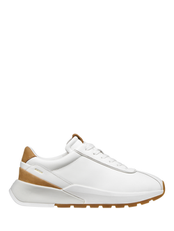 Geox Metropoli Leather Low Top Lace Up Trainers, White/Natural