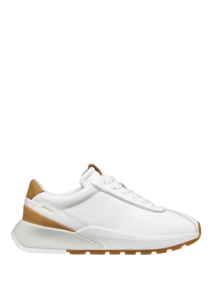 Geox Metropoli Leather Low Top Lace Up Trainers, White/Natural
