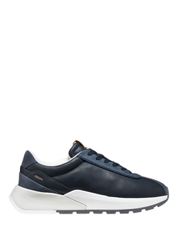 Geox Metropoli Leather Low Top Lace Up Trainers, Navy/Dark Avio