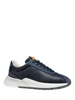 Geox Metropoli Leather Low Top Lace Up Trainers - view 2, Navy/Dark Avio