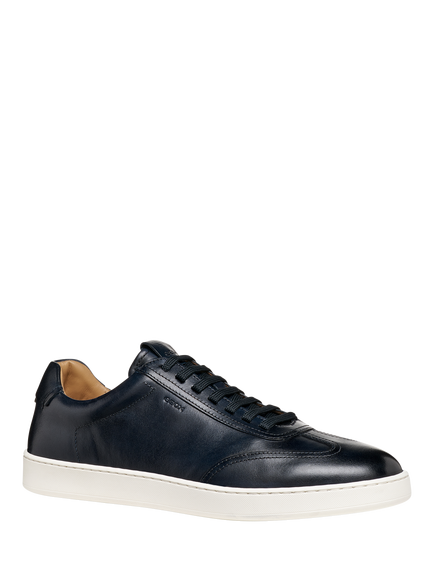 Geox Regio Leather Lace Up Trainers - view 2, Navy