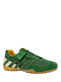 Geox Snake Original Suede Blend Lace Up Trainers - view 2, Green