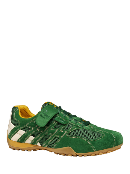Geox Snake Original Suede Blend Lace Up Trainers - view 2, Green
