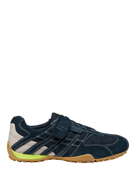 Geox Snake Original Suede Blend Lace Up Trainers, Navy