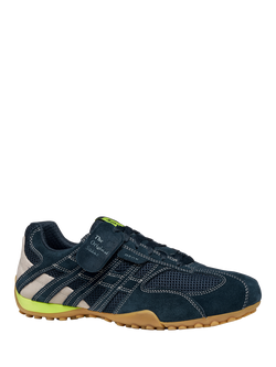 Geox Snake Original Suede Blend Lace Up Trainers - view 2, Navy