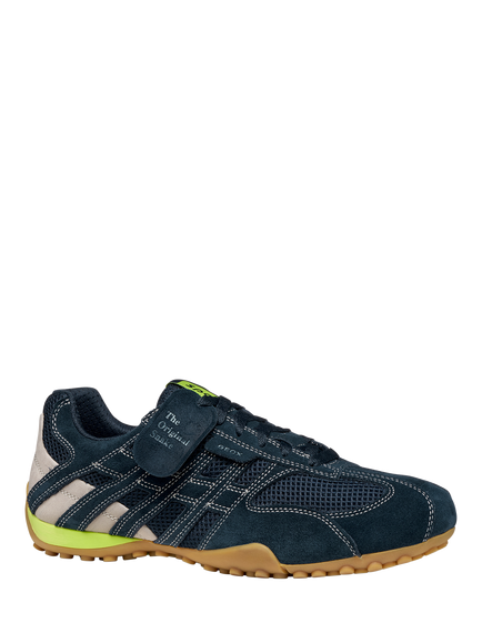 Geox Snake Original Suede Blend Lace Up Trainers - view 2, Navy