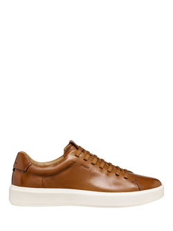 Geox Velletri Leather Lace Up Trainer Shoes, Cognac