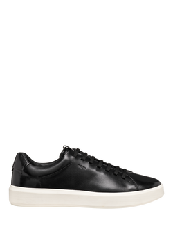Geox Velletri Leather Lace Up Trainer Shoes, Black