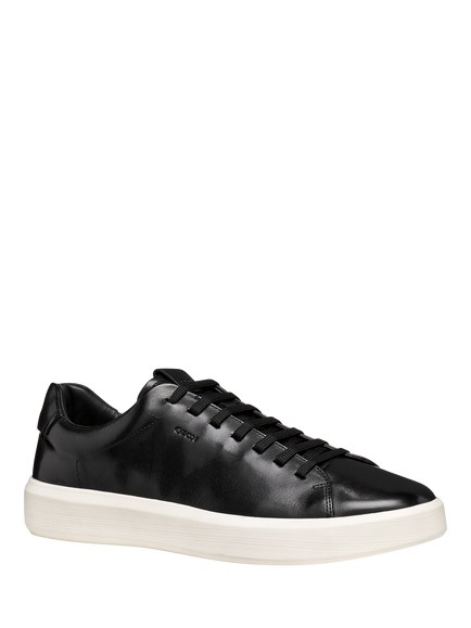 Geox Velletri Leather Lace Up Trainer Shoes - view 2, Black