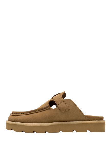 Clarks Meare Mocc Suede Mule Sandals - view 2, Dark Sand