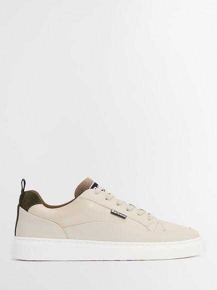 Barbour Stannington Leather Lace Up Trainers, Trench Olive, Trench/Olive