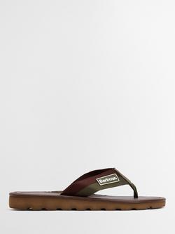 Barbour Harker Toe Post Sandals, Choc/Olive