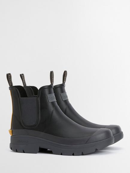 Barbour Nimbus Chelsea Wellington Boots, Black/Ochre - view 2, Black/Ochre
