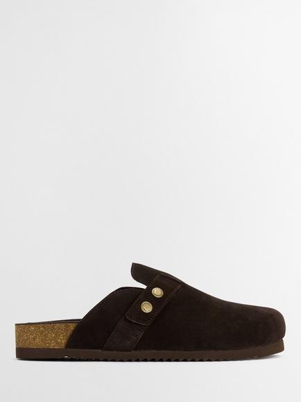 Barbour Bowman Suede Mule Sandals, Chocolate, Chocolate