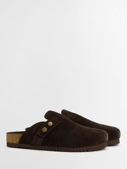 Barbour Bowman Suede Mule Sandals, Chocolate - view 2, Chocolate