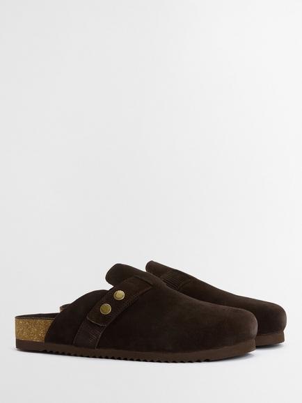 Barbour Bowman Suede Mule Sandals, Chocolate - view 2, Chocolate