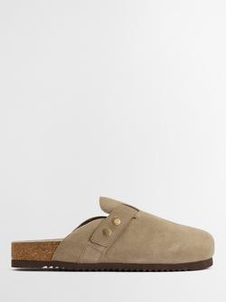 Barbour Bowman Suede Mule Sandals, Taupe, Taupe
