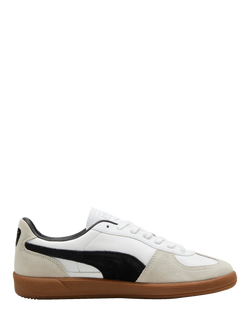 PUMA Palermo Leather Colour Block Trainers, White/Grey/Black, White/Grey/Black