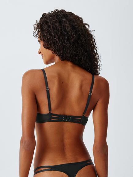 John Lewis Cici Embroidered Underwired Bra, Black - view 2, Black