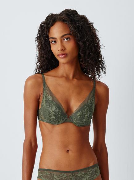 John Lewis Neve Padded High Apex Bra, Khaki, Khaki