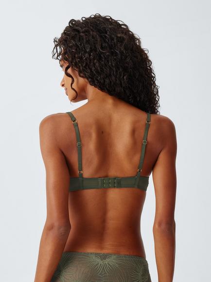 John Lewis Neve Padded High Apex Bra, Khaki - view 2, Khaki