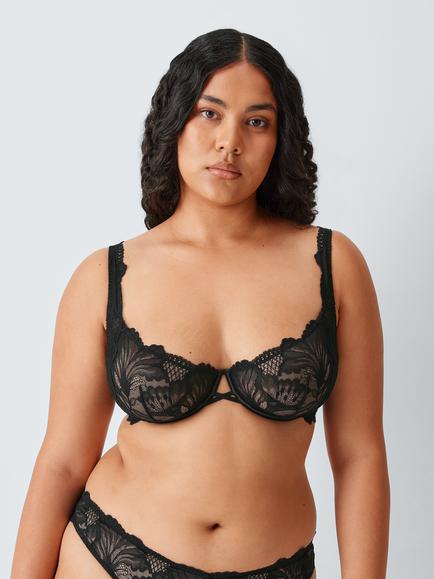 John Lewis Paloma Non Padded Bra, Black, Black