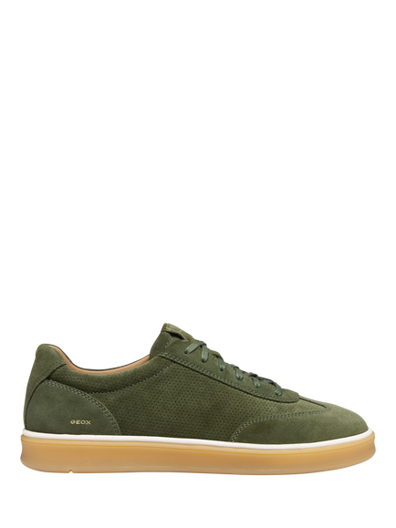 Geox Spherica Actif X4 Leather Blend Lace Up Trainers, Musk