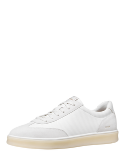 Geox Spherica Actif X4 Leather Blend Lace Up Trainers - view 2, White/Off White