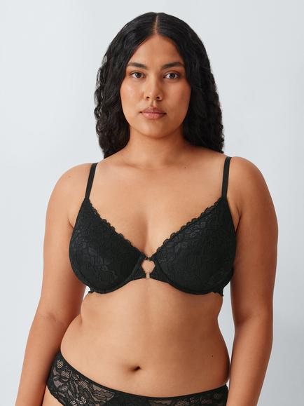 John Lewis Rosalind Padded Plunge Bra, Black, Black