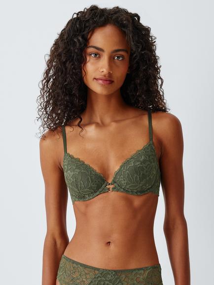 John Lewis Rosalind Padded Plunge Bra, Khaki, Khaki