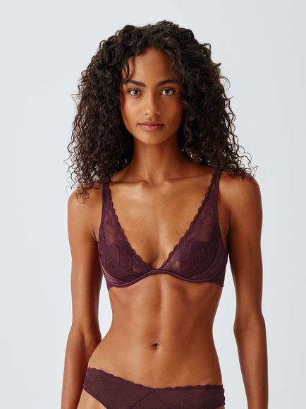John Lewis Zena Padded High Apex Bra, Berry, Berry